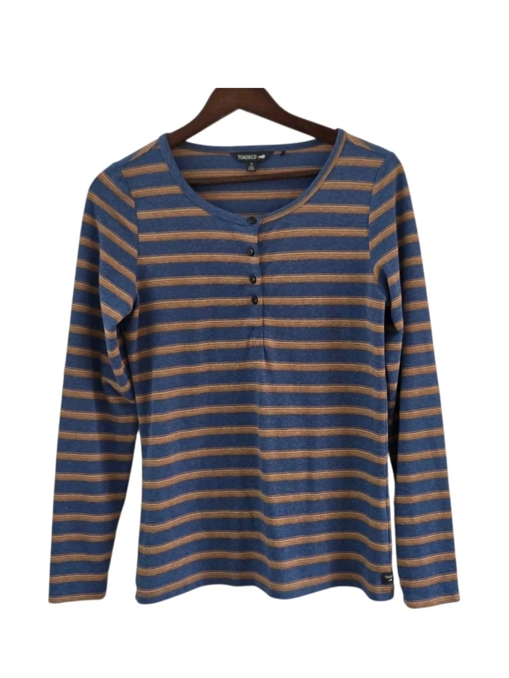 Toad & Co Piru L/S Henley Women's Blue Striped Hemp Womens Size Small